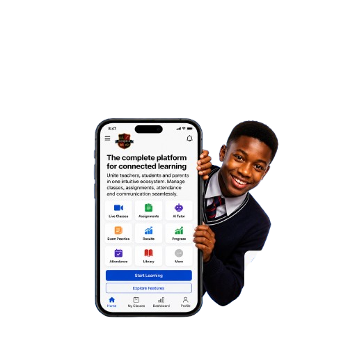 Student using mobile app