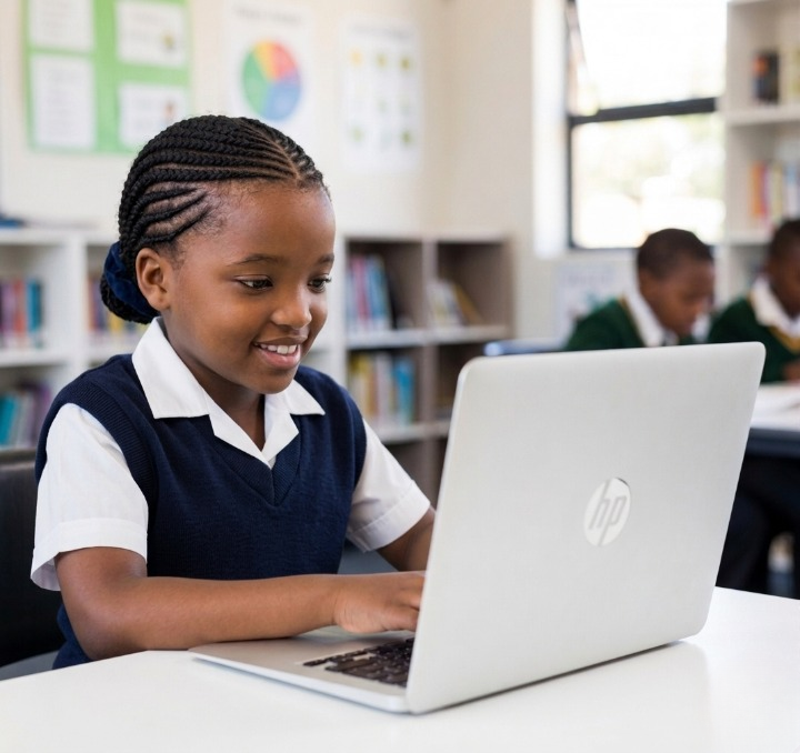 Student using laptop